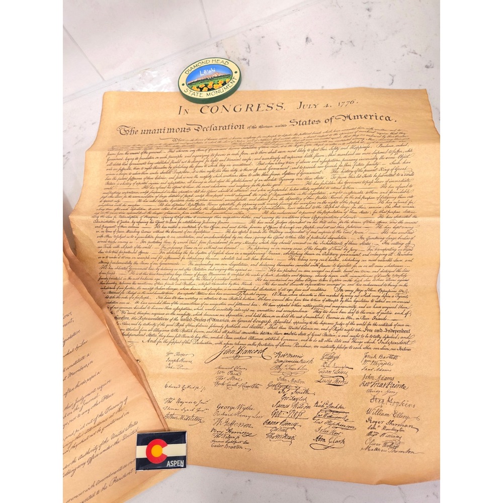 Declaration of Independence & US Constitution Parchment Replica incomplete